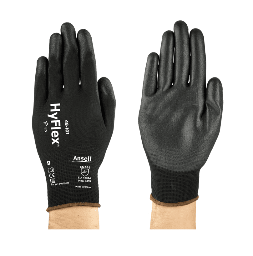 Ansell Ansell HyFlex 48‑101 Black PU‑coated multi‑purpose gloves