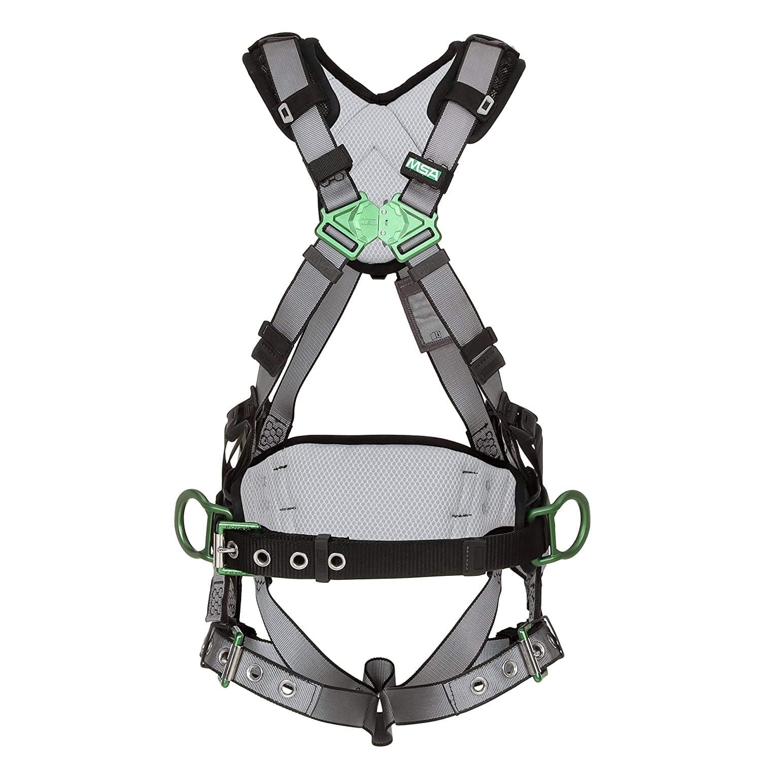 MSA Safety MSA V-FIT Harness, Standard, Back & Hip D-Rings, Quick-Connect Leg Straps, extra Shoulder Padding