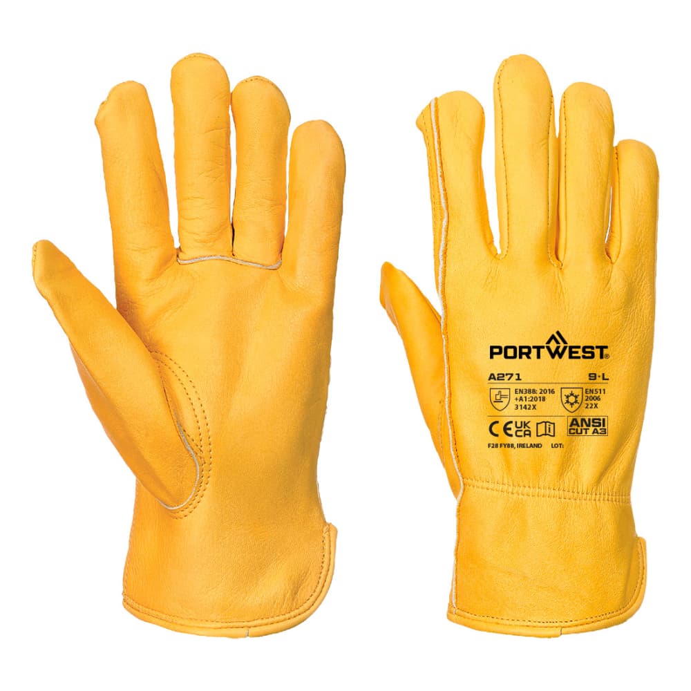 Portwest Portwest A271 – Cold 200 Cow Grain Driver Glove Tan
