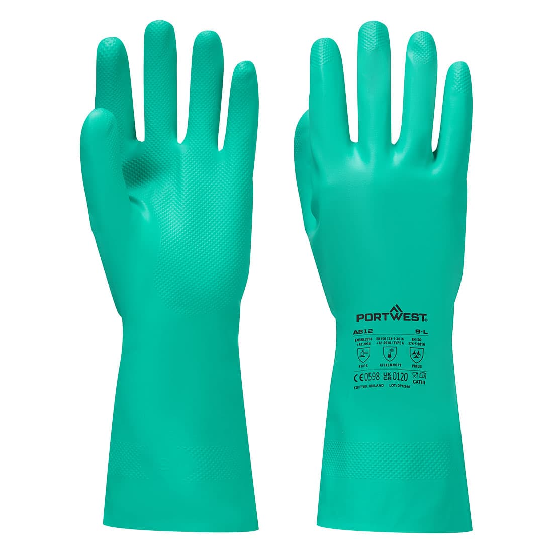 Portwest Portwest A812 – Chem 330 Nitrile Plus Gauntlet Green