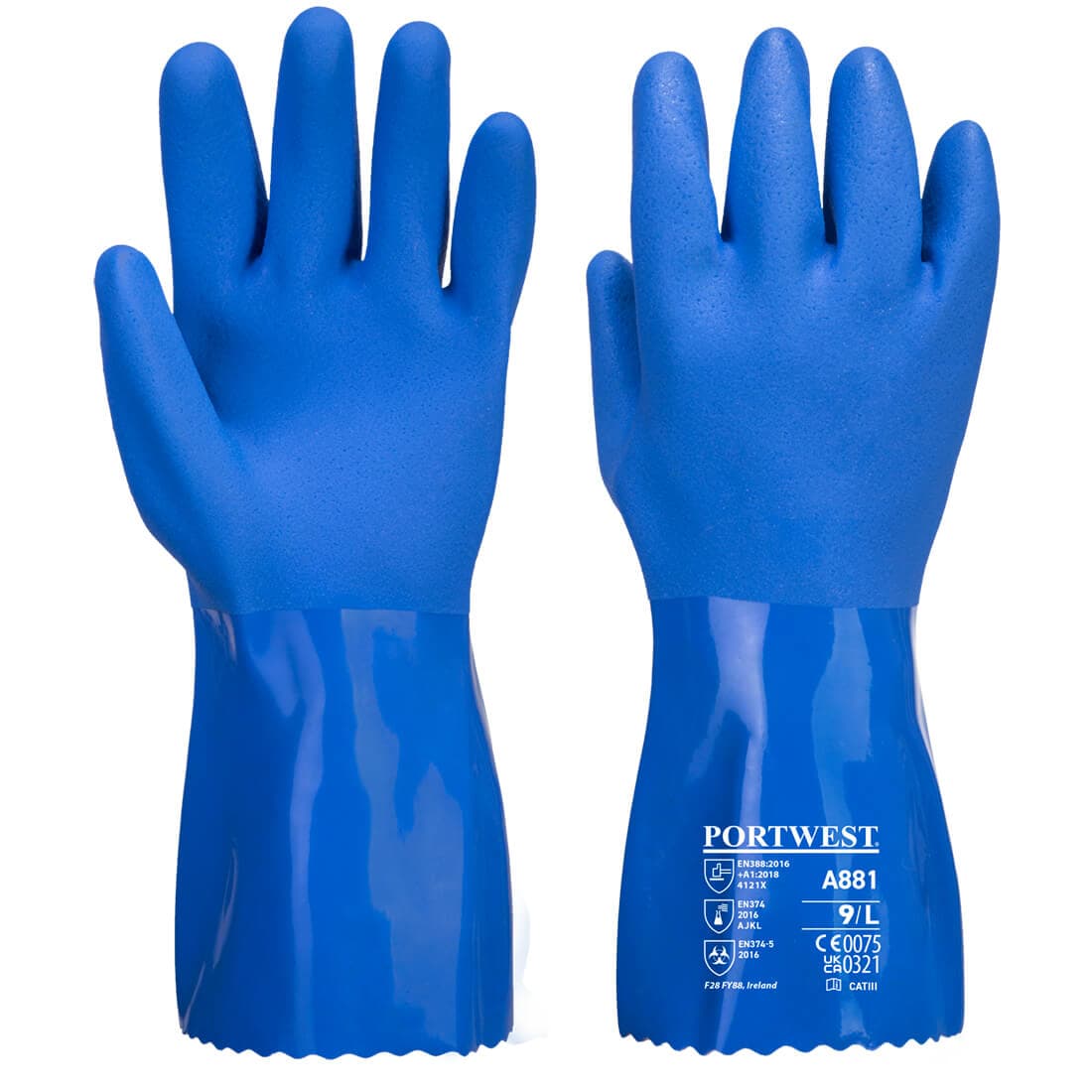 Portwest Portwest A881 – Chem 300 PVC Marine Gauntlet Blue