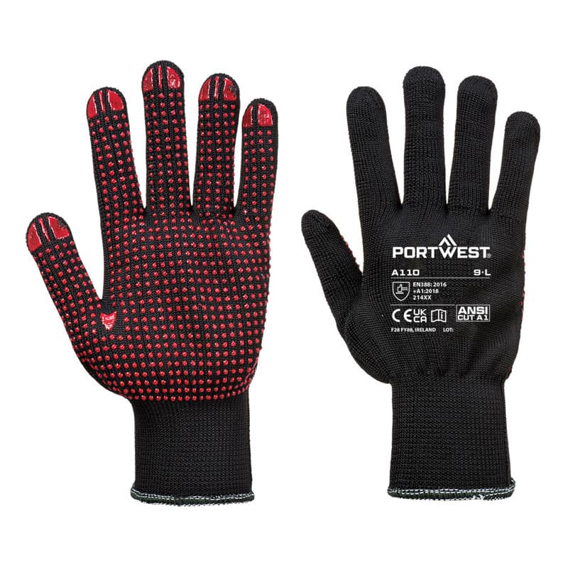 Portwest Portwest A110 Dot Grip Dexterous Black Gloves