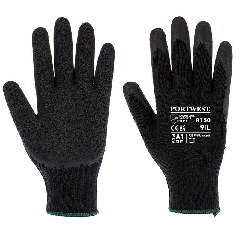 Portwest Portwest A150 Black Latex Grip Gloves