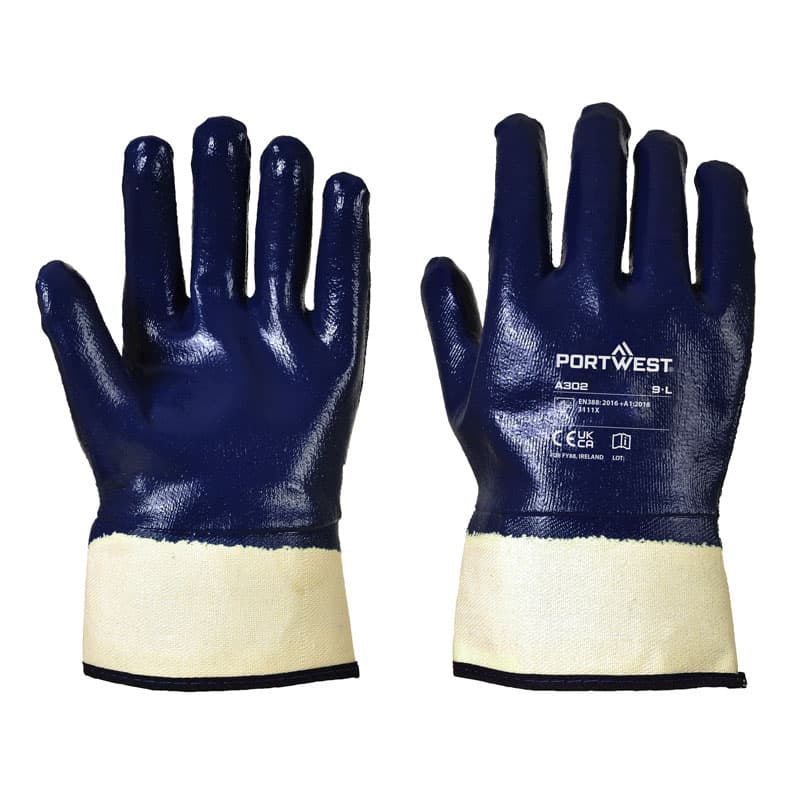 Portwest Portwest A302 Nitrile Fully Dipped Safety Cuff Gloves