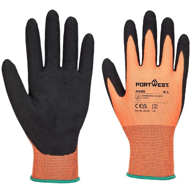 Portwest Portwest A335 Sandy Nitrile-Coated Flexible Grip Gloves (Orange)