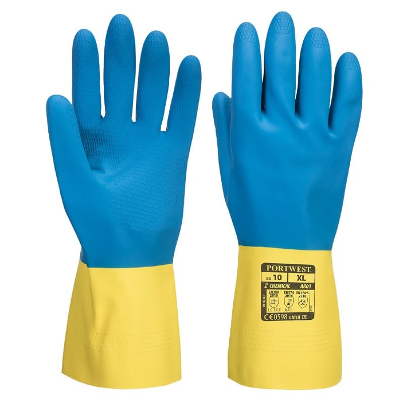 Portwest Portwest A801 Double Latex Dipped Chemical Gloves