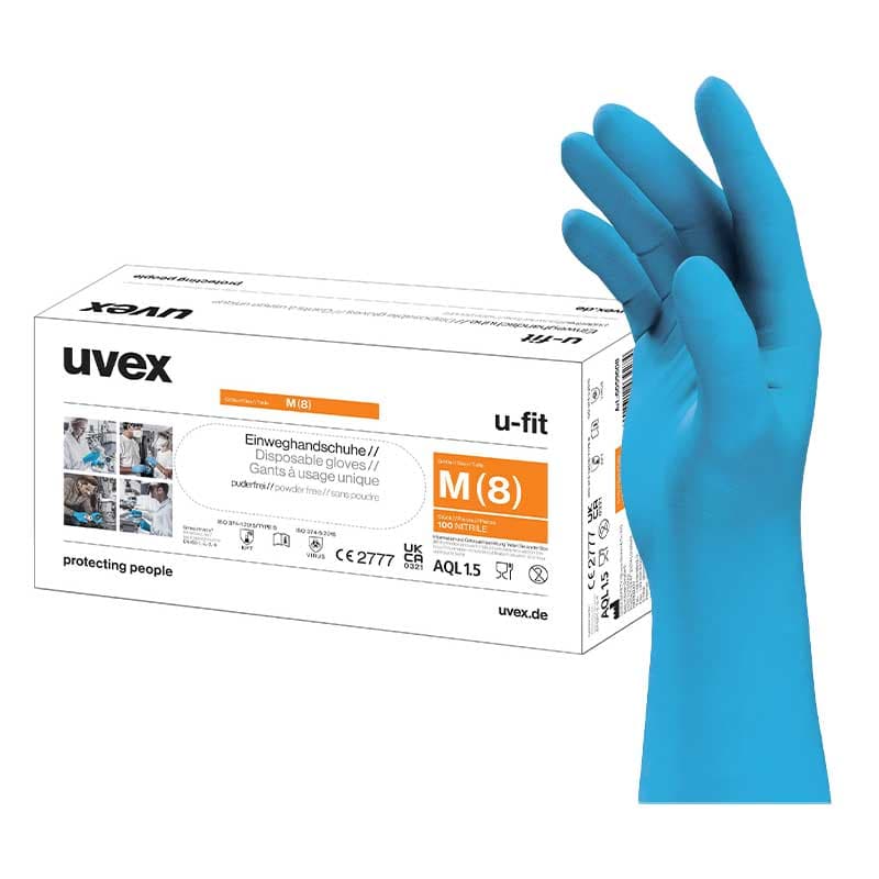 Uvex Uvex U-Fit Disposable Flexible Nitrile Rubber Chemical Gloves