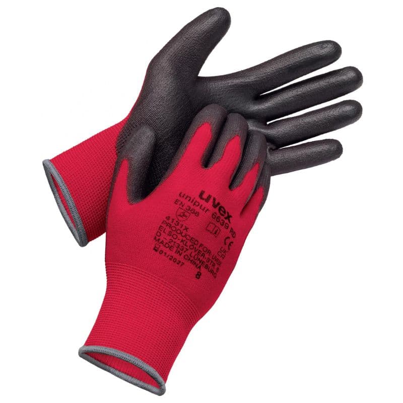 Uvex Uvex Unipur 6639 Red PU Coated Precision Handling Gloves