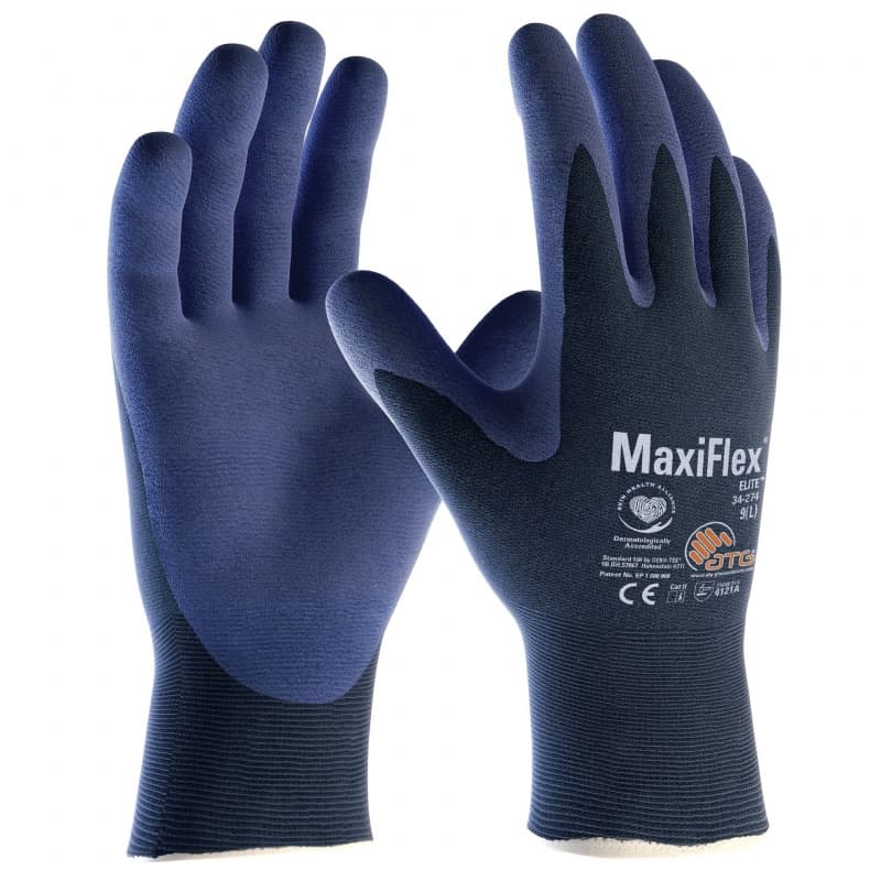 ATG Golves Solutions ATG MaxiFlex Elite Palm-Coated Handling Gloves with Knitwrist 34-274