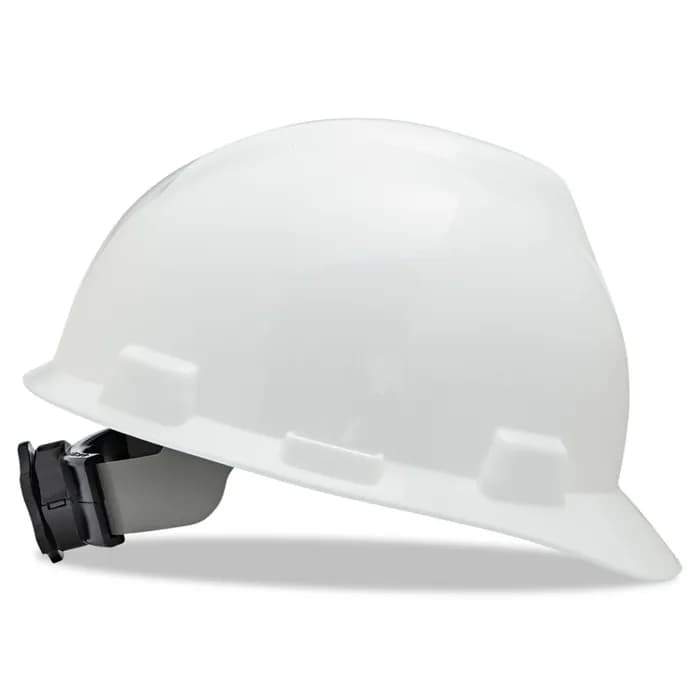 MSA Safety MSA V-Gard® Polyethylene Cap Style Hard Hat with 4-Point Ratchet Suspension, White - 475358